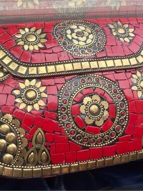 Red Mosaic Embellished Women's Clutch - Unbranded